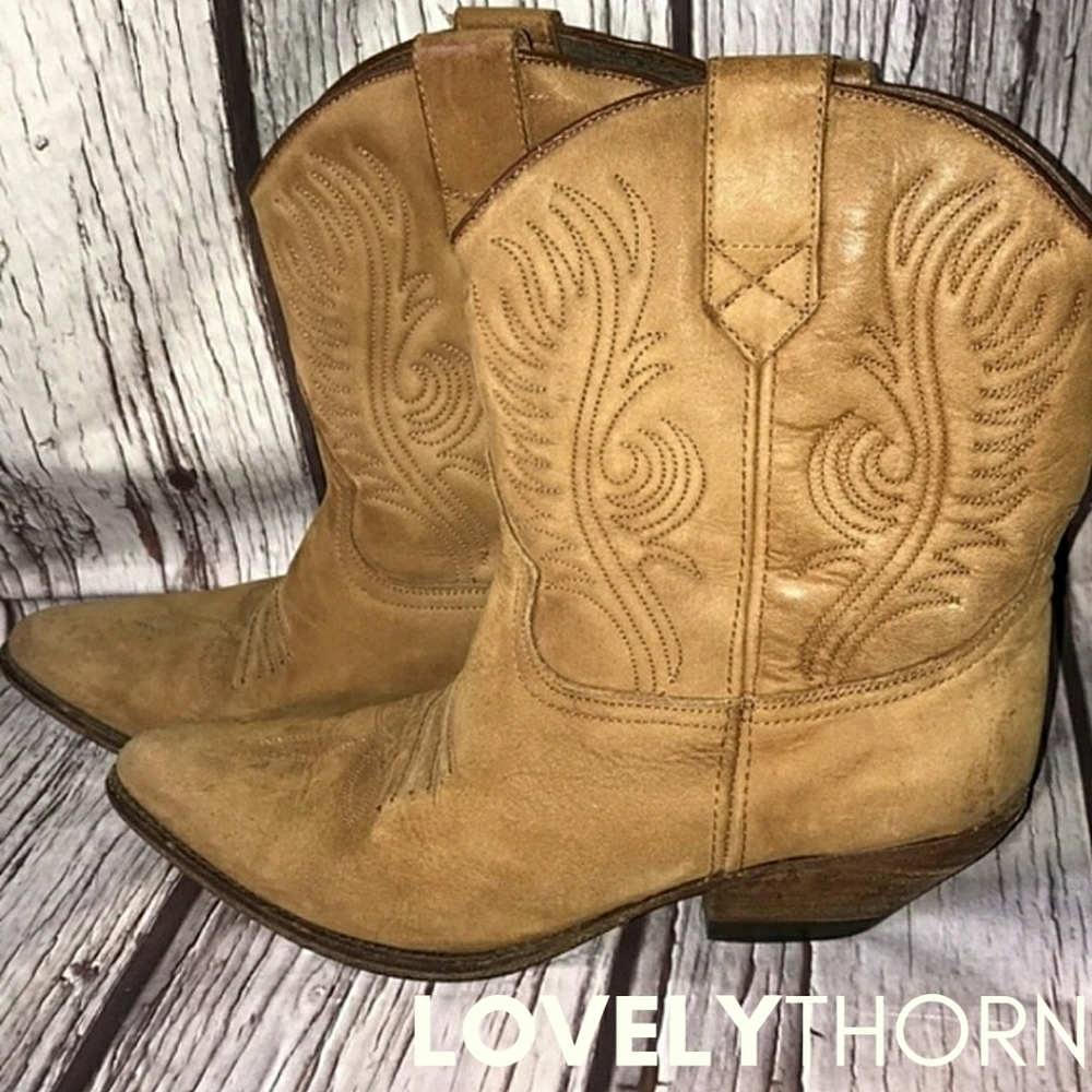 Vtg Guess Georges Marciano // Ltd Ed Vintage Short Genuine Leather Cowgirl Boots